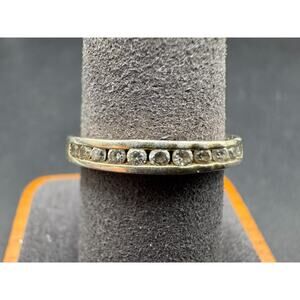 925 Sterling Silver Round-Cut Cubic Zirconia Half Eternity Band Ring Sz 8.75